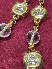 Camrose & Kross Jacqueline Kennedy Crystal Necklace Gold Tone Bezel Set Box COA