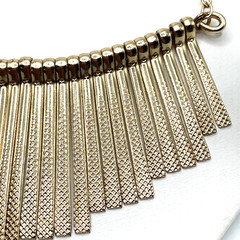 Brutalist Modernist Textured Fringe 16” Collar Geometric Gold Necklace (G1)