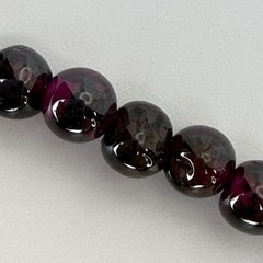 Vintage Round Garnet Bead Strand Necklace Sterling Silver Dark Red Burgundy