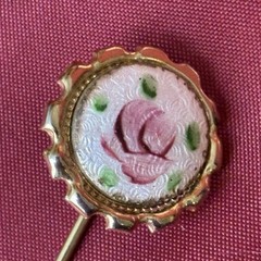 Vintage Guilloché Floral Jewelry Set Brooch Earrings Stick Pin