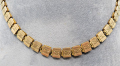 Antique 12k Yellow Gold Silver Book Sandwich Reversible Chain 18″ Necklace #110