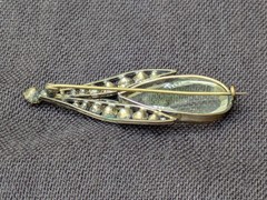 Antique Clear Glass Prong Set Rhinestone Abstract Flower Brooch Pin AS IS D86