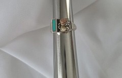 Coleman & Co. Inlay Turquoise Black Hills 12k Gold & Sterling Ring Size 8.75