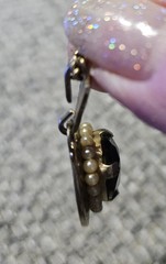 Vintage Emerald Pendant with Pearl Accents On Decorative Gold Tone