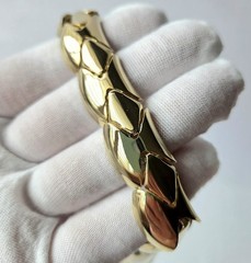 Vtg Segmented Snake Link Necklace 80s 90s Wide GoldTone Light 18″ Retro Choker