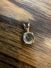 Vintage Solid 14K Yellow Gold 8mm Solitaire Pendant 2.0 CT DEW CZ 1.4g Estate