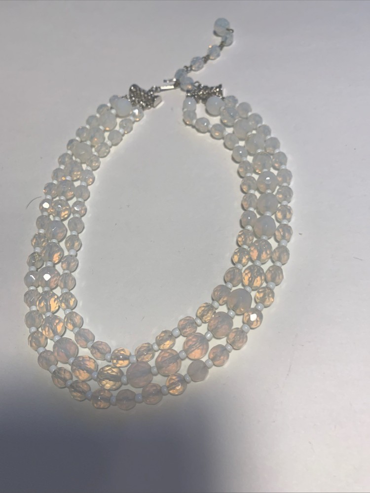 Vintage Signed Hattie Carnegie AB Crystal Triple Strand Choker Necklace 1960’s