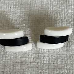 Vintage Acrylic 1980s Black + White Stud Earrings Asymmetrical Funky Costume