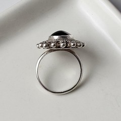 Vintage 925 Sterling Silver Black Onyx Sunburst Ring Size 7.5 – 7.23g