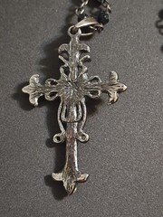 VTG VCLM Nordstrom Victorian Style Cross Necklace Rhinestone Crystal Goth Boho