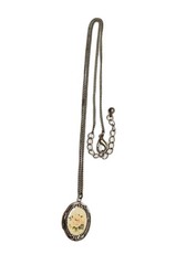 Vintage Pink Rose Resin Oval Locket Pendant Necklace Silver Tone Flower Retro