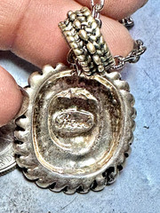 Vintage Silver Tone and Square Pendent Necklace, Signed BEST, 30″