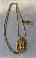 Vtg D’Orlan Bijoux Goldtone Eqyptian Revival Necklace Cartouche Hieroglyphics