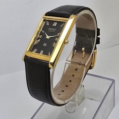 Vintage Seiko Quartz Tank Slim Men Rectangle Refurbished Japanese Wrist Watch