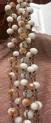 3-Layer Beaded Necklace Gold Tone Multicolor Neutral Boho Chic Long