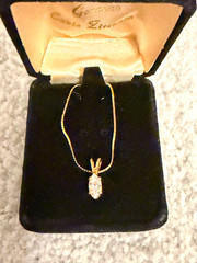 Vintage 14KT Gold Chain Genuine CZ Marquise Pendant Necklace Box Orig CZ Papers!