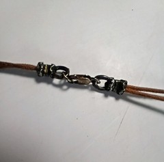 Rectangle Tiger Eye Brown Shell Penadant Necklace Brown Leather Cord 925 Silver