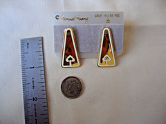VINTAGE 1970s SAMUEL HUANG DESIGNER CLOISONNE RETRO MOD WHITE STUD EARRINGS