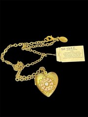 Maximal Art John Wind Heart Locket Necklace Pink Rhinestones 20” NWT