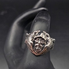 Viking Odin Wolf Ring Silver Tone Size 10.75
