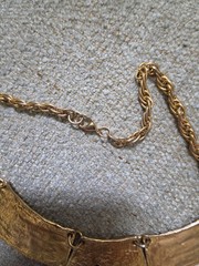 VTG Alexis Kirk Egyptian Revival Y-Pendant, Breast Plate statement Necklace 18″