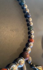 VTG OLD NATURAL STONE SILVER TONE BEAD NECKLACE NATIVE AMERICAN DROP PENDANT