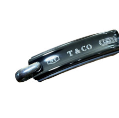 TIFFANY & CO 1837 BAR Plate Necklace Black Titanium & Silver New and unused