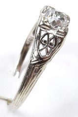 Antique Art Deco 1920’s Diamond Engagement 18KW Ring Size 8.5 UK-Q1/2 EGL USA