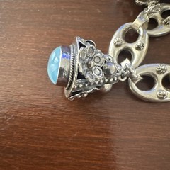 Vintage Silver Revival Charm Bracelet Etruscan 8″ and 800 Gemstones