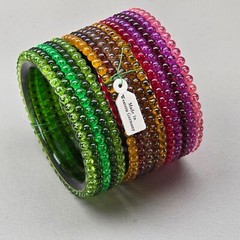 Vintage Acrylic Bangle Bracelet Lot West Germany Red Green Yellow Size 8