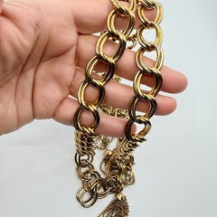 Necklace Vintage Gold Tone Double Oval Link Chain Statement Bold Chunky Retro