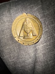 Vintage Egyptian Revival Pharaoh Gold-Tone Metal Pendant Medallion