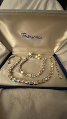 Weiss AB Crystal Necklace Bracelet Earrings Set Original Box 1950s Parure