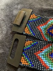 Southwest Handcrafted Multi Color Bead Stretchable Bohemian Belt Wooden Buckle