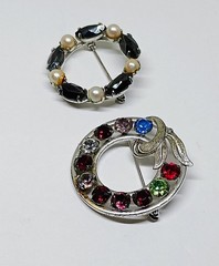 Vintage Lot 4 Brooches Pins Sterling Silver Blue Rhinestones Rivoli Crystals