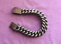 Vtg Sterling Silver Chain Curb Link Bracelet 116.8 g 7.75″ L 5/8″ wide