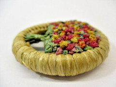 HANDMADE Flowers Tree of Life Pin Brooch Colorful Woven Natural Material 1-5/8″