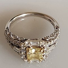 Estate GIA 1.83CTW Natural White & Yellow Diamond 2Tone 18K Gold 3D Ring # 6.5
