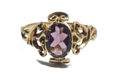 ANTIQUE ENGLISH 15K GOLD ALMANDINE GARNET COCKTAIL RING C1860 NO RESERVE
