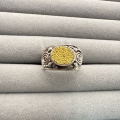 Sajen Sterling Silver Ring Adjustable Drusy Druzy Quartz Gold 925 7.75 – 9.75