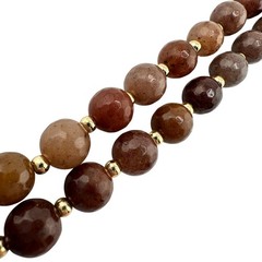 Liberty Coin Charm Brown Aventurine Beaded Gold Tone 21″ Pendant Necklace