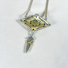Vintage Art Deco Revival Flux Stone Lavalier Choker Necklace 15in C17