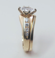 Vintage 14k Yellow Gold 9 Stone Diamond .66ctw Wedding Set Lady’s Ring Size 4.5