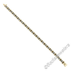 Antique Art Deco Rare Yellow Gold 7″ 5.2mm Open Filigree Work Line Bracelet