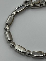Vintage Weiss Rhinestone Bracelet Silver Tone