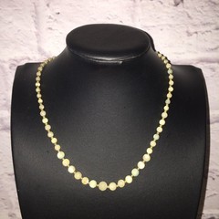 Vintage Graduated Beaded Necklace Brass Tone Cream Blue Green Boho Chic