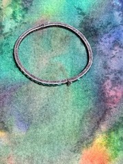 Antique 1920s Art Deco Sterling Silver & Green Channel Set Paste Bangle Bracelet
