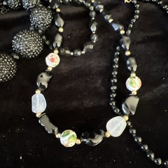 Lot 1950s 1960s Necklaces Black Bubble Style Costume Jewelry