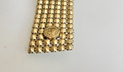 Vintage Swarovski Peridot Green Crystal Band Bracelet Icy Stud Snap Gold Tone 7”