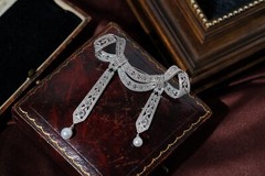 Sterling Silver 925 Gold Plated Pearl Brooch Wedding Vintage ArtDeco Butterfly